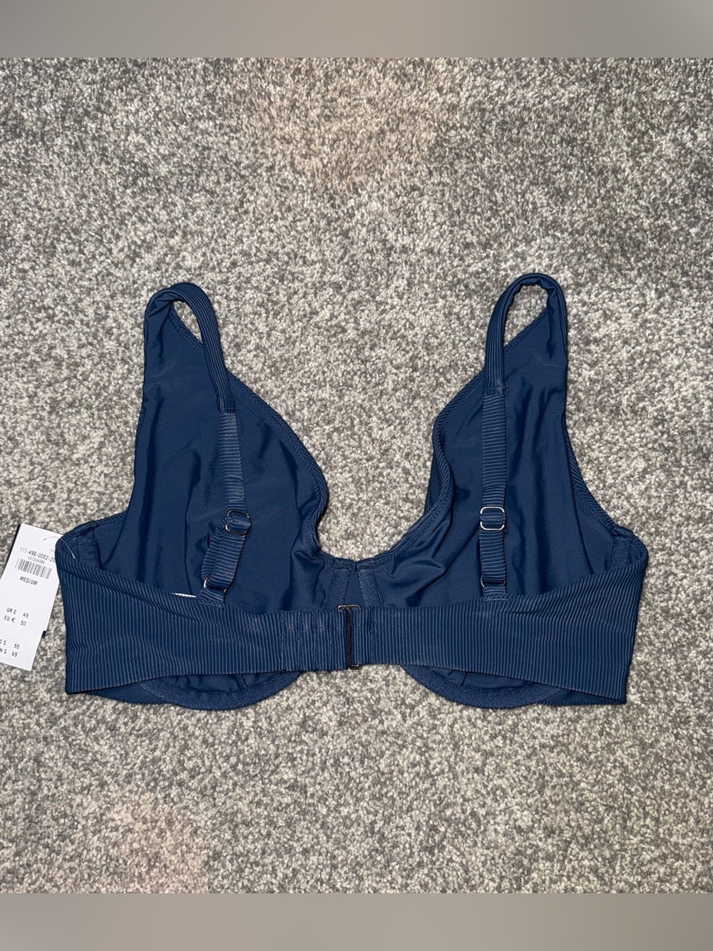 Abercrombie & Fitch - Curve Love- High Apex Bikini Top- Size Medium - Navy - Picture 8 of 9